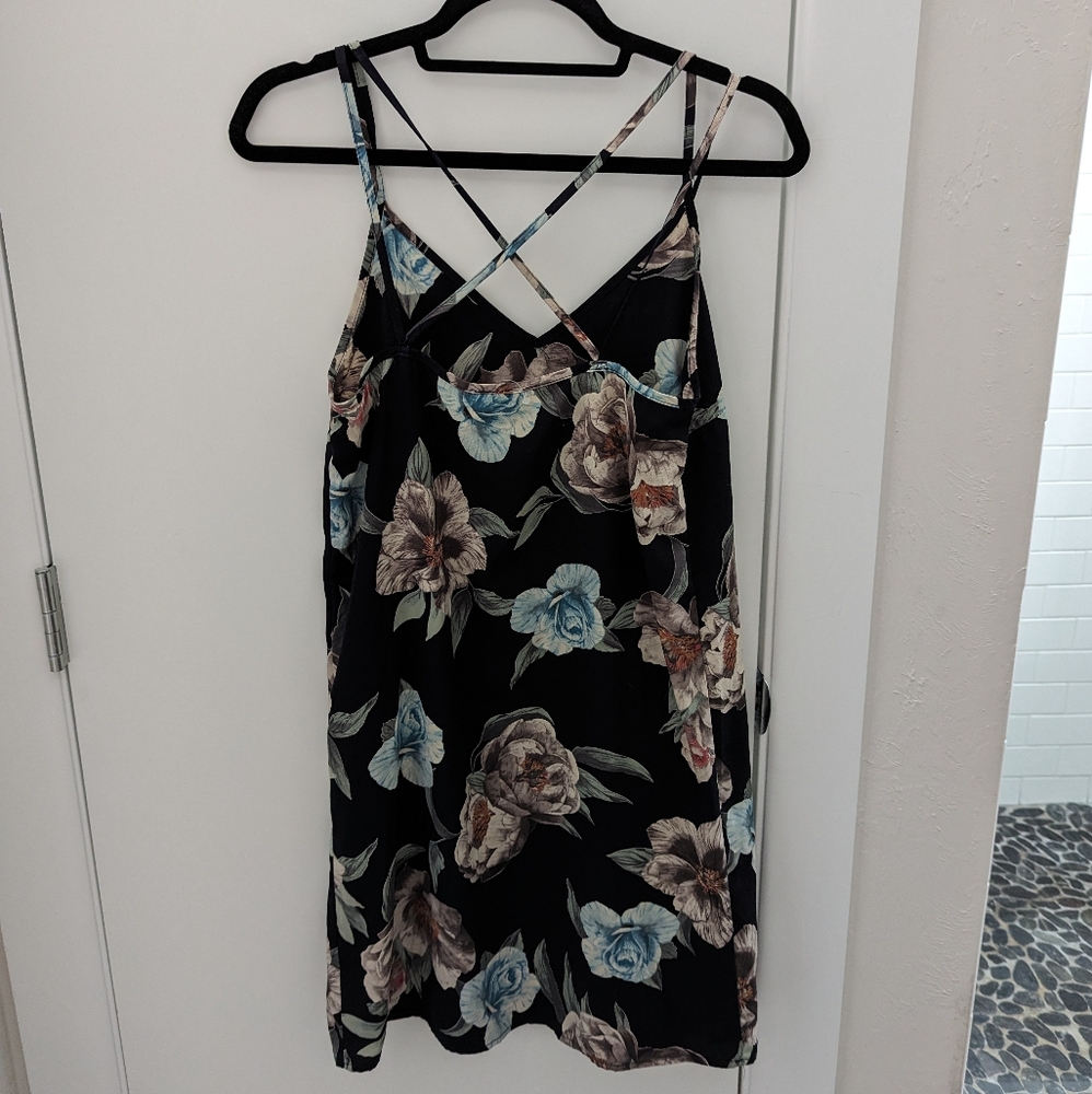 Navy Floral Slip Dress
